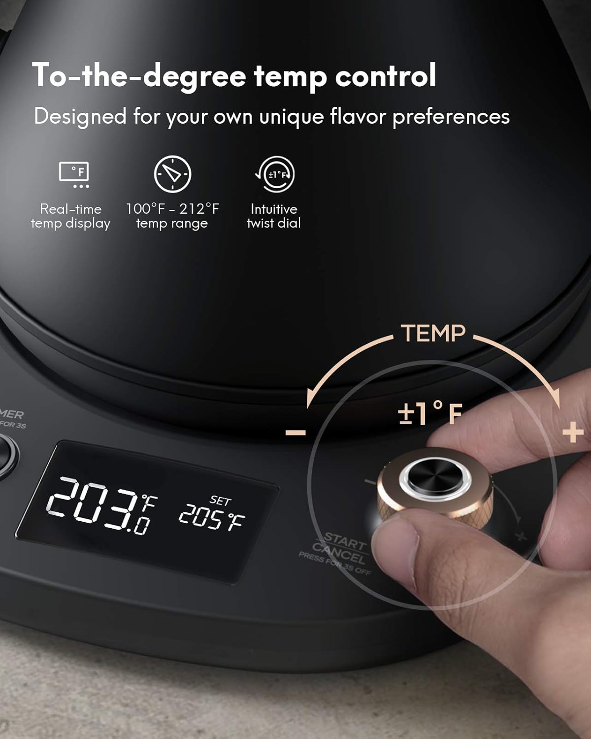 Willsence Gooseneck Kettle Temperature Control, Pour Over Electric Kettle for Coffee and Tea, 100% Stainless Steel Inner, 1200W Rapid Heating, 0.8L, Built-in Stopwatch: Kitchen & Dining