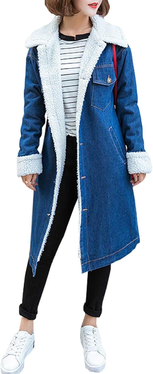 denim sherpa jacket long