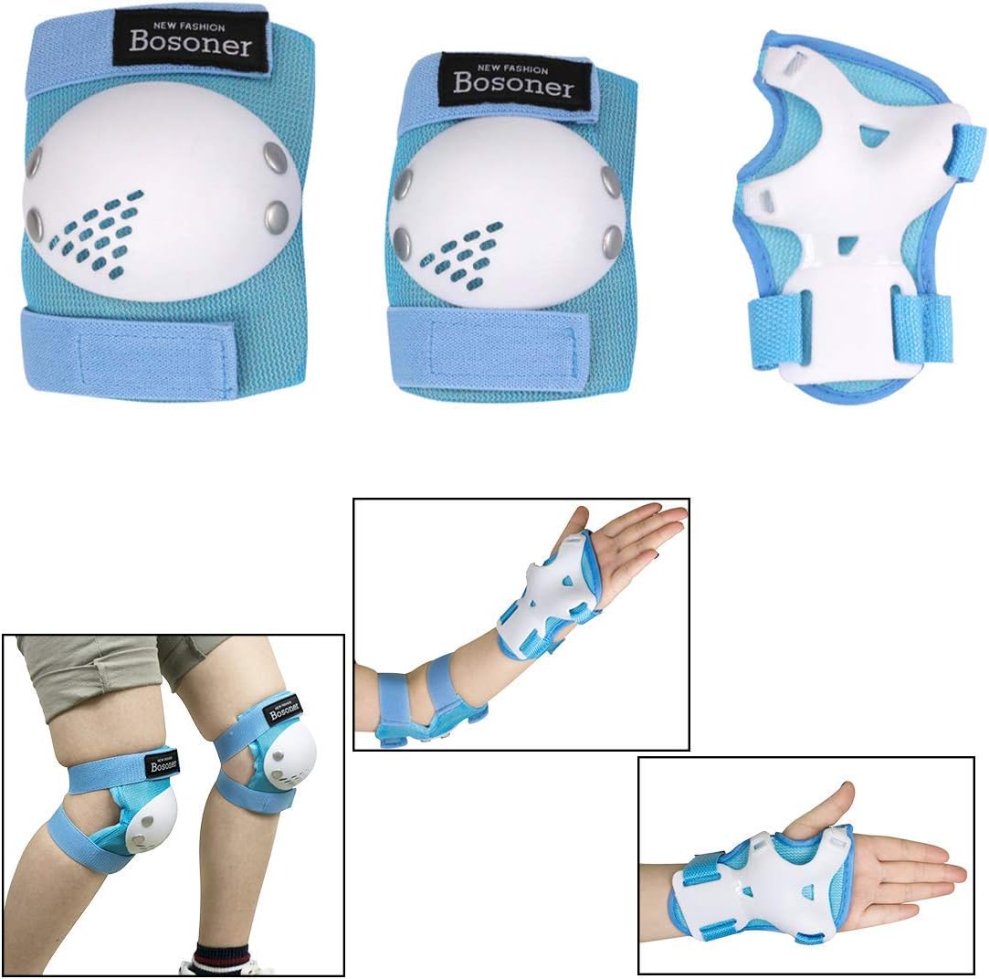 BOSONER Kids/Youth Knee Pad Elbow Pads for Roller Skates Cycling BMX Bike Skateboard Inline Rollerblading, Skating Skatings Scooter Riding Sports : Sports & Outdoors