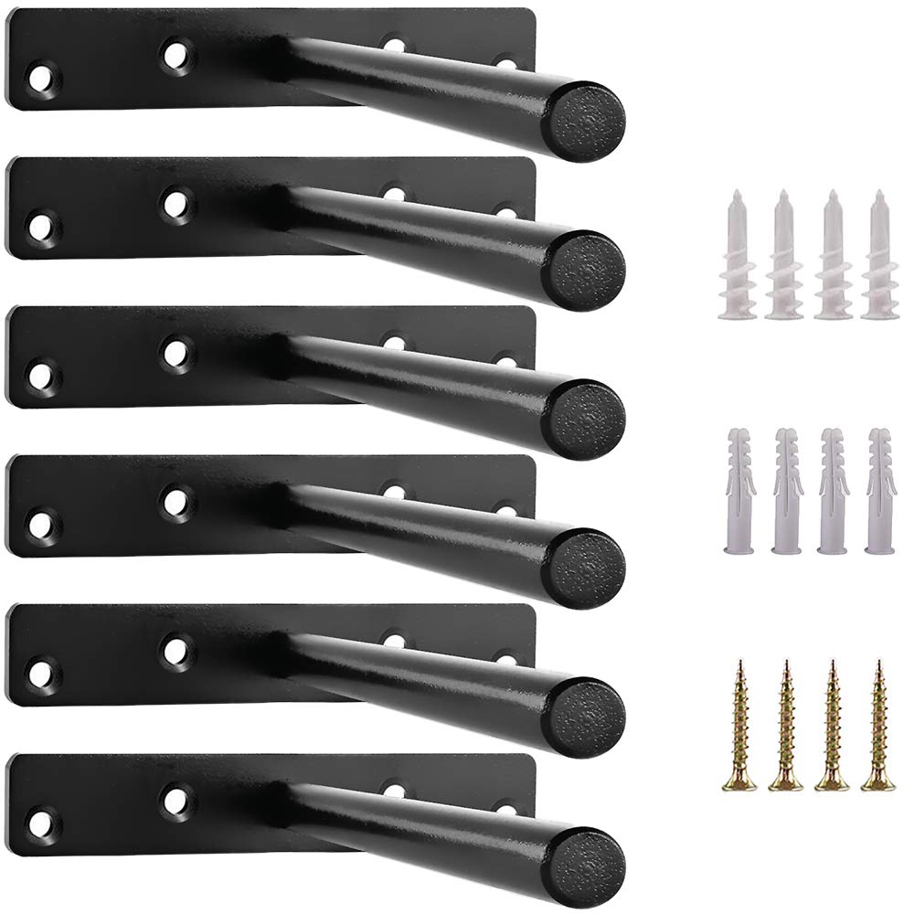 MLOQI 6 Pack Floating Shelf Brackets Heavy Duty, Hidden Wall Shelf Supports, Solid Steel Brackets for Shelves with Screws (6 Inches)