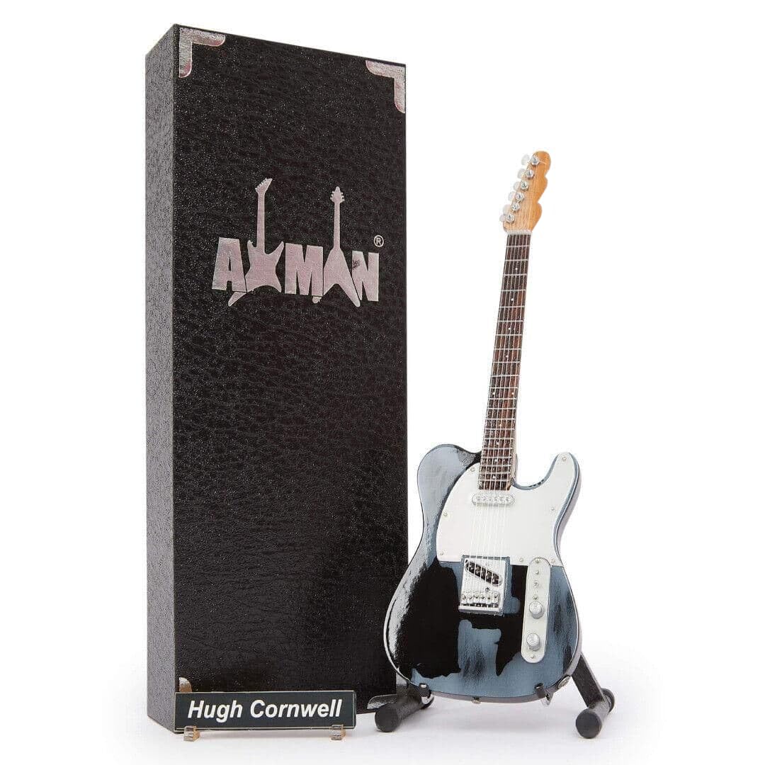 Axman Hugh Cornwell Miniature Guitar Replica - Music Gifts - Handmade Ornamental 1/4 Scale - Includes a Display Box, Name Tag and Miniature Guitar Stand