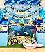 Cute Shark Happy Birthday Banner Blue Ocean Theme Party Supplies, Shark Family Baby Birthday Party Decorations for Kids Shark Themed Party