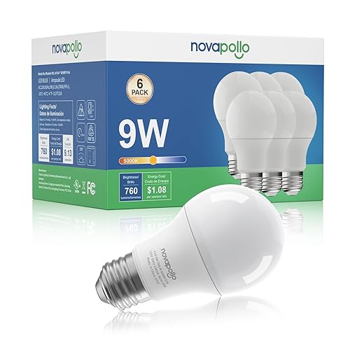 A19 LED Light Bulbs, 6-Pack, 60W Equivalent Non-Dimmable Light Bulb, 5000K Daylight, 760LM, E26 Base for Home Lighting