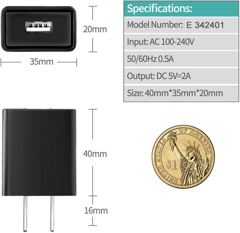 Kindle Fire Charger [UL Listed] Compatible for  Kindle Fire 7 HD 6 7 8 10 Tablet and Fire 8 Plus,Kids Edition Kindle Fire HD HDX 7” 8.9” with 5FT Charging Cable Cord: Electronics