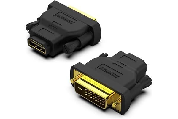 DVI to HDMI, BENFEI Bidirectional DVI (DVI-D) to HDMI Male to Female Adapter with Gold-Plated Cord 2 Pack