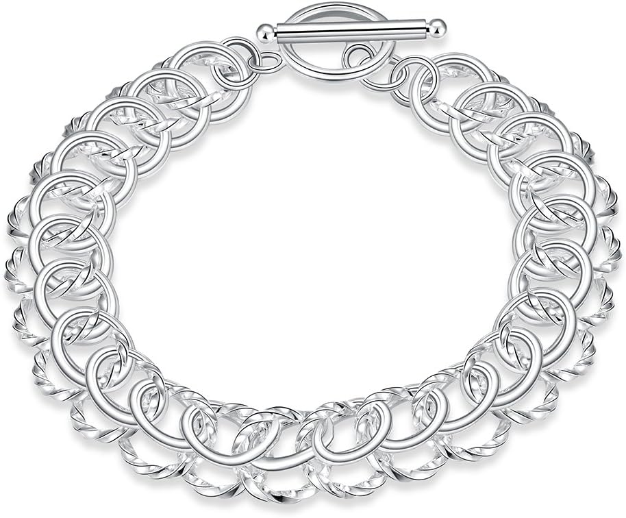 New Fashion Jewelry Classic New solid silver Buckle bracelet Women Men's 925 Jewelry +velvet pouch