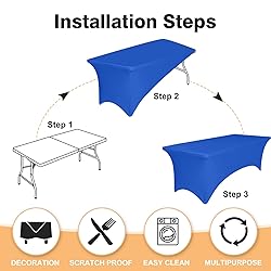 2 Pack 4 Feet Royal Blue Spandex Tablecloth for