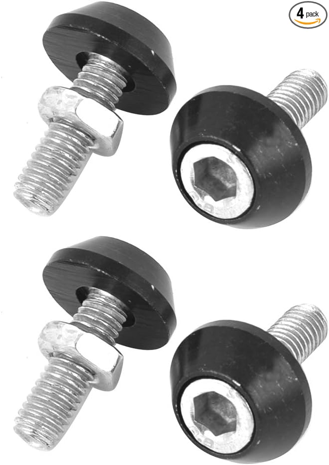 Amazon Com Uxcell Car Silver Tone Black Hex Head License Plate Bolts Screws 4 Pcs Automotive