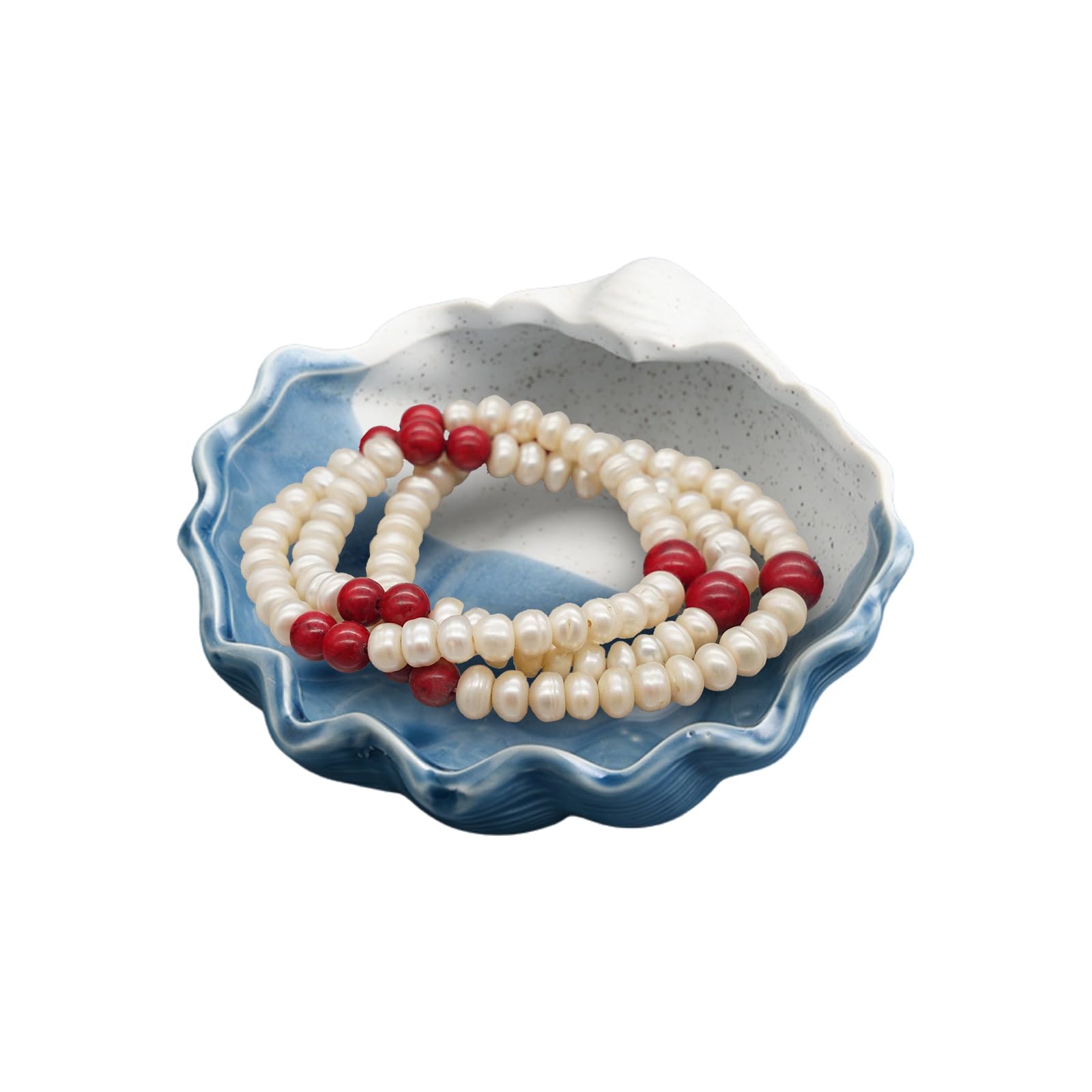 Ceramic Conch/Starfish/Shell Tray, Ocean Style Trinket Dish Holder Earrings Candy Storage Bowl, Blue Creative Storage Trinket Holder for Nordic Room Home Party Decor(Type C)