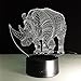 TRADE® 3D Visual Multicolor Gradient Acrylic Animal Rhino LED Touch USB Dual Purpose Base Bedside Illumination Night Light