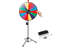 Smartxchoices 24" Spinning Prize Wheel with Height Adjustable Stand 14 Slots Color Prize Wheel Spinner Game with Dry Erase & 