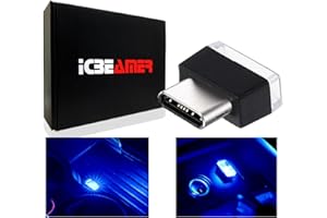 ICBEAMER Type C Adapters Atmosphere Light, [Color: Blue] | Universal Plug-in Miniature Night Light for Car Interior and Trunk Ambient Lighting, Easy Installation, Energy Efficient LED Technology