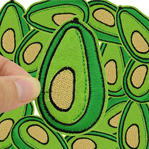 XUNHUI 10 pcs Avocado Patches Badge for Clothing Iron Embroidered Patch Applique Iron Sew on Patches Sewing Accessories for DIY Clothes