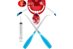 EVNRH Tonsil Stone Remover Kit with 3X Brightness LED, 2X Length Curved Scoop, Tonsil Stone Removal, Oral Irrigator Syringe for Fast Tonsil Stone Removal, Fresh Breath Treatment Tool (Blue)