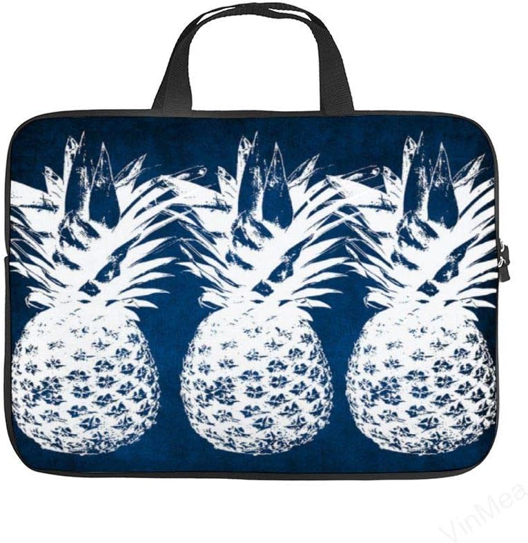 Laptop Sleeve Handle Bag Indigo and White Pineapples Neoprene Case Protective Bag,Portable MacBook Laptop,Ultrabooks Case Bag Cover 12 Inch