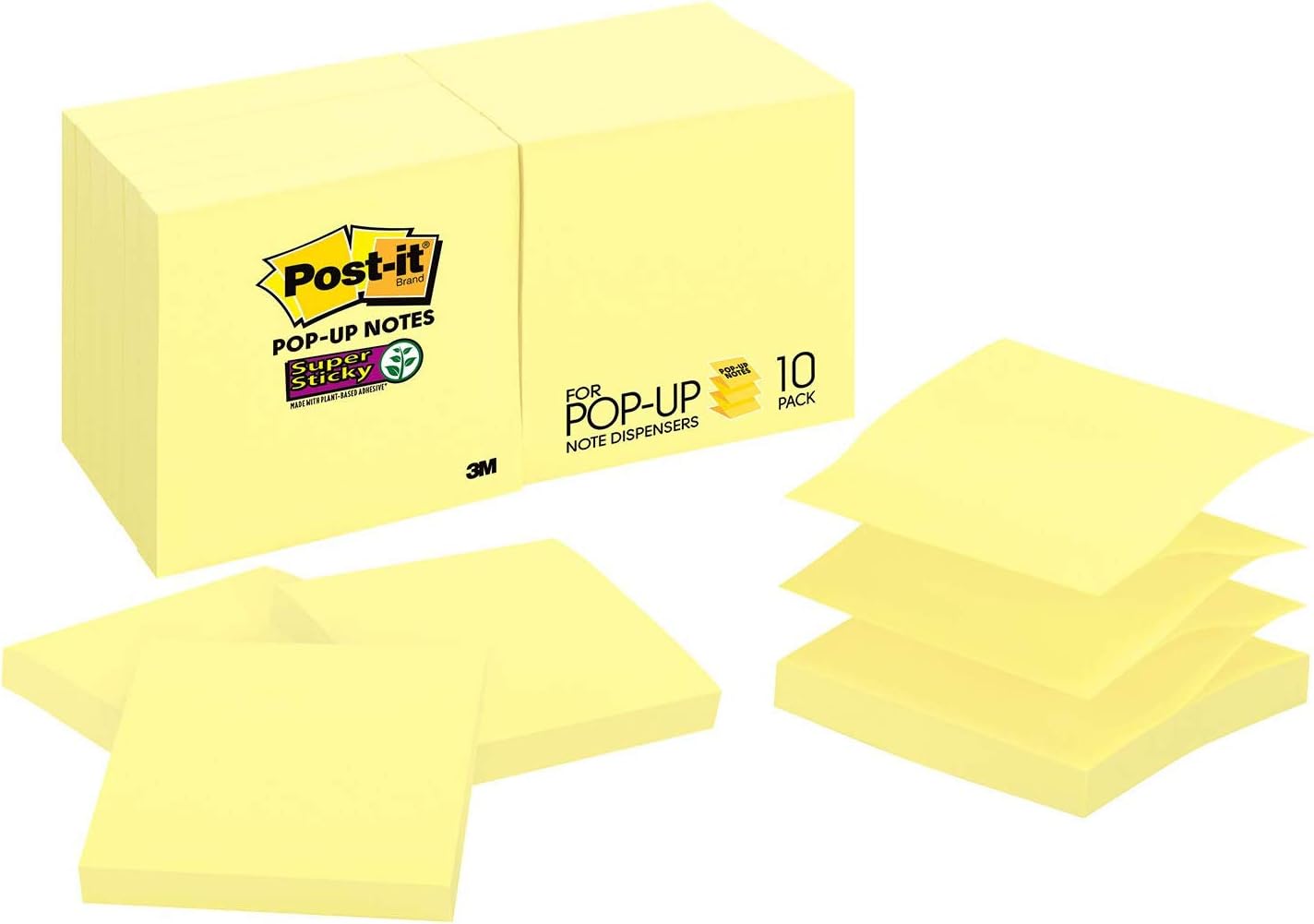 Postit Super Sticky Popup Notes, 3x3 in, 10 Pads, 2x the Sticking