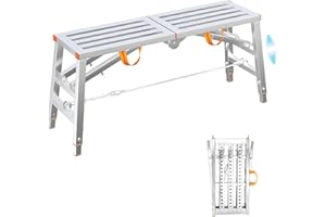 KUNCAIISH Foldable Scaffolding Platform, Steel Scaffolding Equipment w/Anti-Slip Pads & Gloves, Adjustable Height Portable Sc