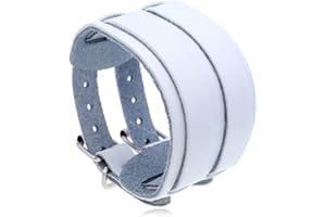 Heavstjer Punk Rock Belt Buckle Wristband Wide Leather Bracelet Arm Cuff Bracelet