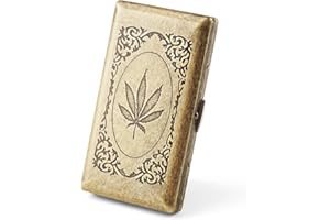 FISH&FAIRY Retro Metal Cigarette Case King Size for Man Women 100mm Tobacco Box 16 Capacity Sturdy Double Sided Spring Clip Open Pocket Holder Protective Security Wallet Vintage Bronze Birthday Christmas Gifts