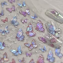 Butterfly Nail Art Stickers Decals Purple Pink