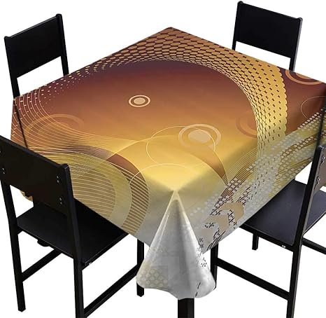 Amazon Skdsarts ホワイト正方形テーブルクロス トリピー デジタルピクセルスタイル コンピューターアート 仮想背景 芸術的ライン イラスト アンバーレッドウッド 幅70 X 長さ70 結婚披露宴 ネイブブルー テーブルクロス オンライン通販