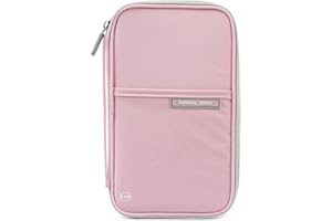 VanFn Passport Wallet, RFID Family Travel Passport Holder With Hand Strap, RFID Blocking Credit Card Wallet For Men & Women, Trip Document Organizer Fits Phone And Tickets P.Travel Series (Pink)