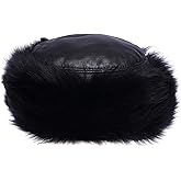Mumcu's Leather Women's Bucket Hat Shearling Sheepskin Fur Lined Winter Beanie Skull Cap