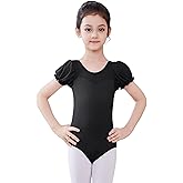 Daydance Girls Ballet Leotard, Puff Sleeve Girls Mesh Dance Leotard for Ballet, Gymnastics