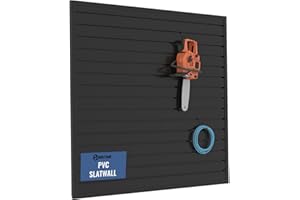 BRITINE Slatwall Panel Garage Organizer PVC Slatwall Heavy Duty Wall Mounted Rack, Interlocking Slat Wall Panels for Tool Organization Peg Board(Black 4 x 4 ft)