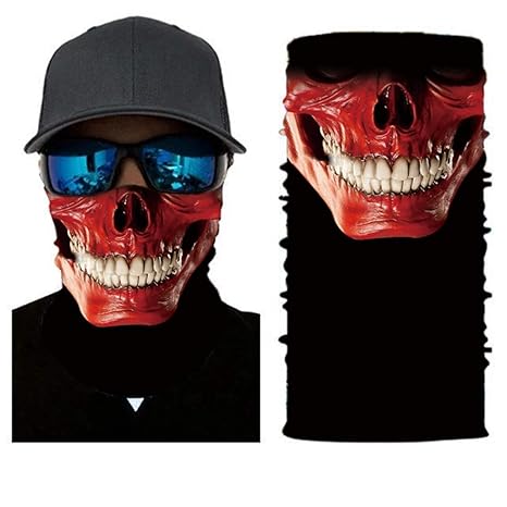 JINHONGH Vintage 3D Schädel Multifunktions Magie Schal UV Schutz Gesicht Sun Mask Headwear für Laufen Radfahren Motorradfahre