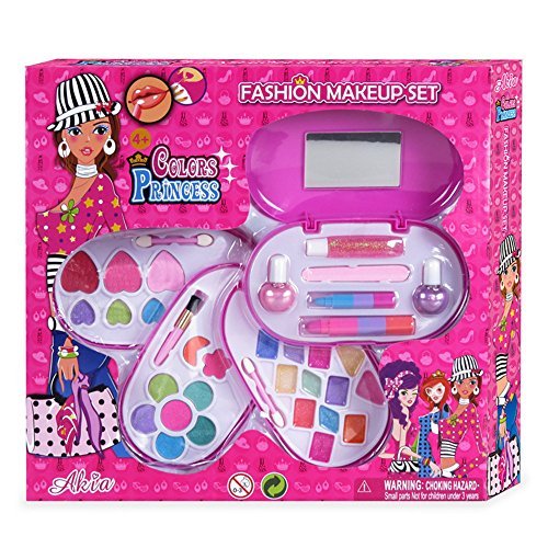 Ange-la COLORS PRINCESS Perfect Girls Real Make up Set Dress up Cosmetics Makeup Kit for Pretend Play, Daily Use Water-soluble Formula Safe for Children Skin CE Approved
