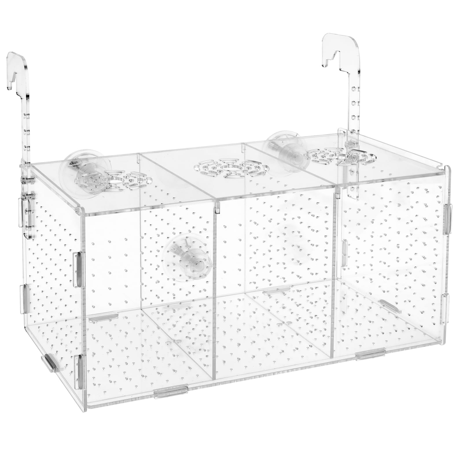 Photo 1 of ATPWONZ Fish Breeding Box, Acrylic Isolation Box Aquarium Hatchery Incubator with Suction Cups for Newborn Fry, Shrimp, Guppy, Clownfish, Aggressive Fish, 11.5" x 6" x 6"