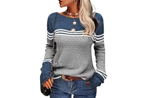 Danedvi Womens Fall Fashion 2025 Sweaters Colorblock Lightweight Striped Crewneck Winter Trendy Pullover Tops