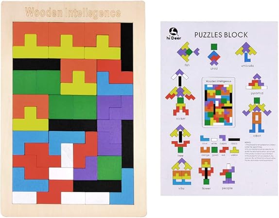 Amazon Ansley Hosho木製テトリスパズル 子供 知育玩具 型はめパズル おもちゃ プリキュア パズル 積み木 モンテソッリー 脳トレ 高齢者 大人 保育園 誕生日プレゼント 入園祝い 木製パズル おもちゃ