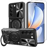 WRTBS Phone Case for Xiaomi Redmi 15 4G Case with Glass Screen Protector, Built Slide Camera Protection Cover,Military Heavy Duty Full Body Protective Phone Case - Black
