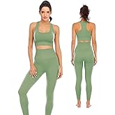 Workout Sets for Women 2 Piece High Waisted Seamless Leggings with Padded Stretchy Sports Bra Sets Gym Clothes