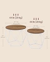 VASAGLE Round Coffee Table Set of 2 Honey Brown Cloud White LET040K41 view 6
