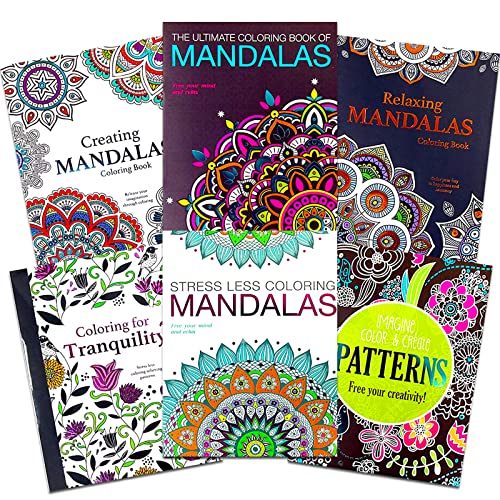 Adult Coloring Book Set: 6 Book Set - 4 Mandalas Books Plus Pattens and ...