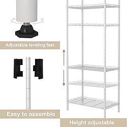 HOMEFORT 5-Shelving Unit, Adjustable Wire