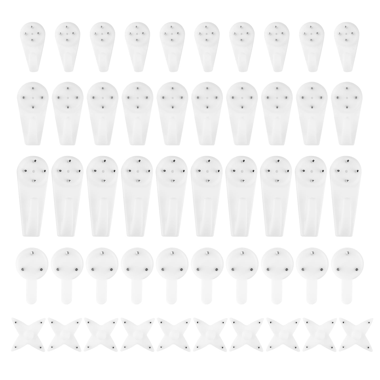 100 Pcs Non-Trace Picture Hooks, Traceless Wall Hooks, Picture Hooks For Nailing Without Drilling, Invisible Wall Hooks For Hanging Art Paintings, Picture Frames, Alarm Clocks, Mirrors, White, 5 Sizes