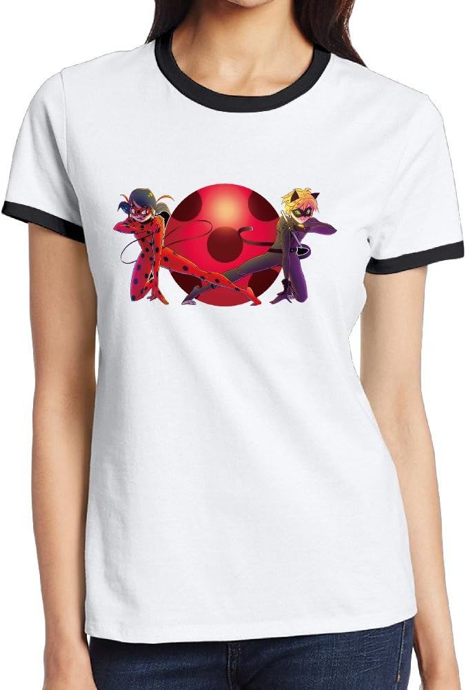 Crazy Bunny Women's Miraculous Ladybug Summer Jersey Ringer Tee
