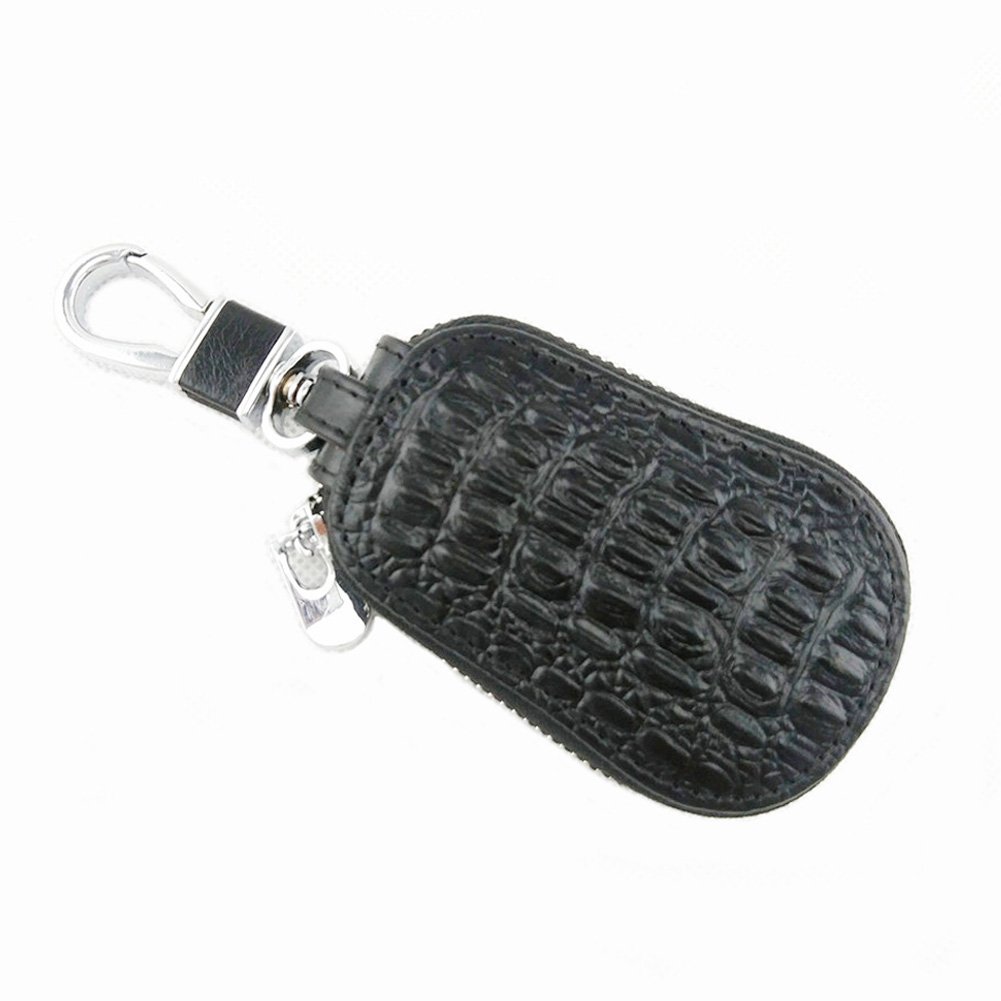 独創的 Worldmarketstoreヴィンテージレザークロコダイルユニバーサルオート車リモートスマートキーfobレトロケースホルダージッパーカバーバッグレディースメンズユニセックス高級キーチェーン財布キーリング ブラック B077dq9f5l 第1位獲得 Www Happysigns De