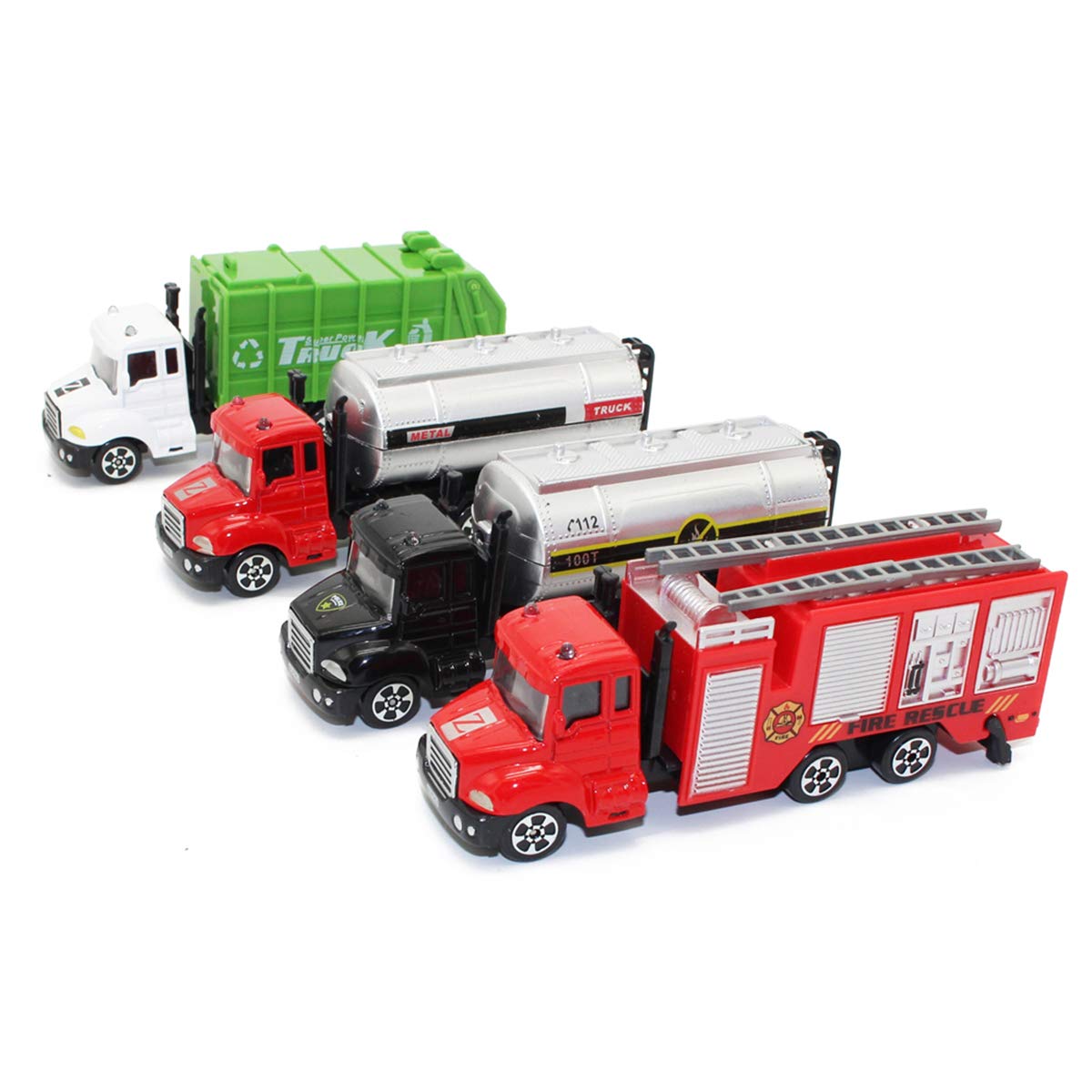 Boosns Children toy car Alloy car model Inertial engineering vehicle excavator Truck model Boy holiday toy gift over 3 years old (Sanitation trucks, transport trucks, fuel trucks, fire trucks)