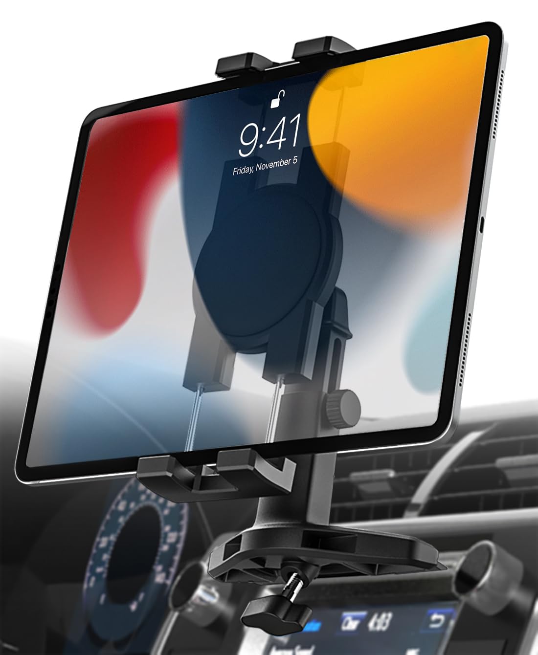 woleyi CD Slot Tablet Mount for Car, CD Player iPad Holder Car Front Tablet Bracket Ultra Sturdy [Adjustable Stretchable Arm Design] for 4-13" Tablet & Phones, iPad Pro/Air/Mini, Galaxy, iPhone