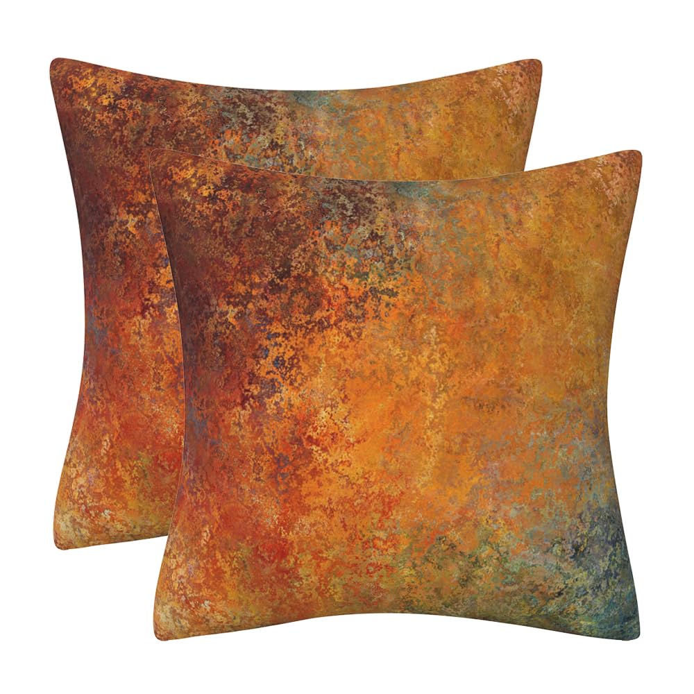 QUALKNOY Set of 2 Velvet Brown Cushion Covers 45 x 45 cm Modern Art Abstract Throw Pillow Case 18"x18" for Living Room Sofa Bed Outdoor Garden Home Decor Pillowcases — image 1