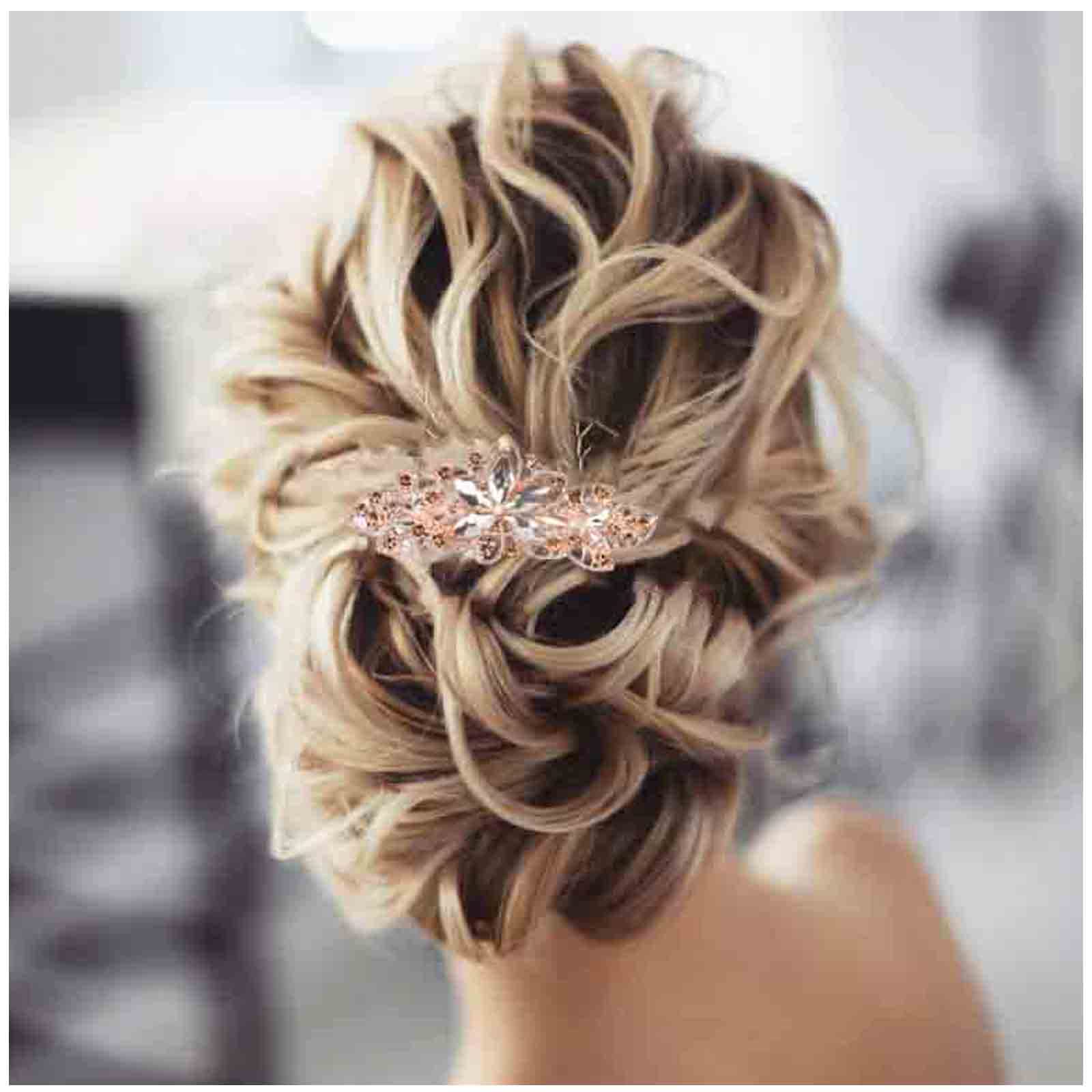 Gold Rhinestone Bridal Hair Clip Bling Wedding Hairpiece for  display picture 2