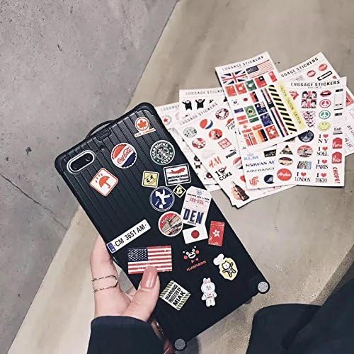 Liquid case for iPhone 6/6 Plus/iPhone 7/7 Plus/iPhone 8/8 Plus/iPhone x/10 Luxury Bling Glitter Sparkle Stars Transparent Plastic Case (Rimowa Style Black, iPhone X /iPhone10 (5.8 inch))