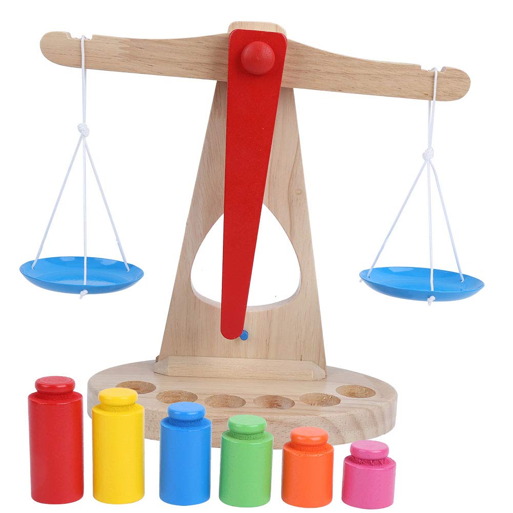 Wooden Balances Weighing Scale, Wooden Balances Toy Math Teaching Toy Hand‑eye Coordination Ability Wooden Balances for Game for Children
