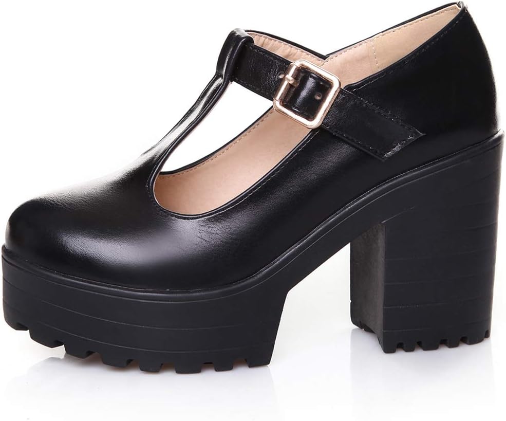 SaraIris Women Pumps Mary Jane Shoes - Vintage Square High Heel Shoes Round Toe Platform Pumps