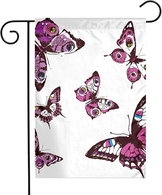 Amazon Com Purple Butterflys Flying Garden Flags Home Indoor